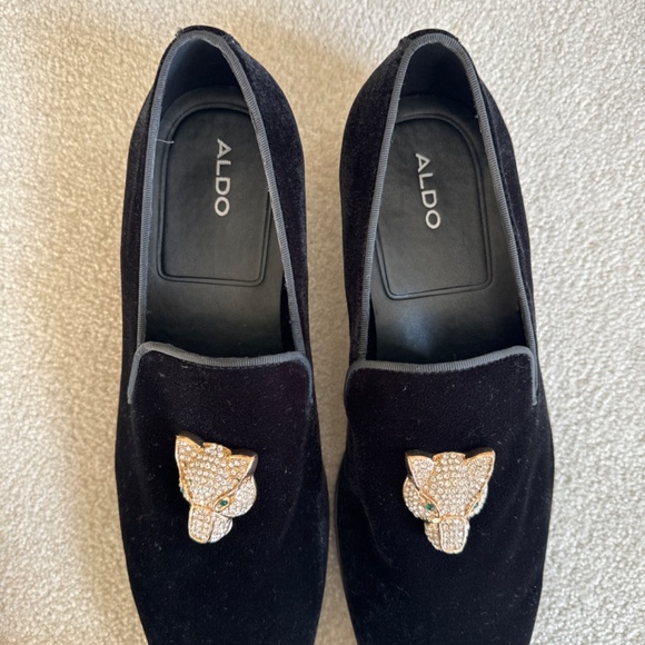 Aldo Black Velvet Slip on Dressy Loafers